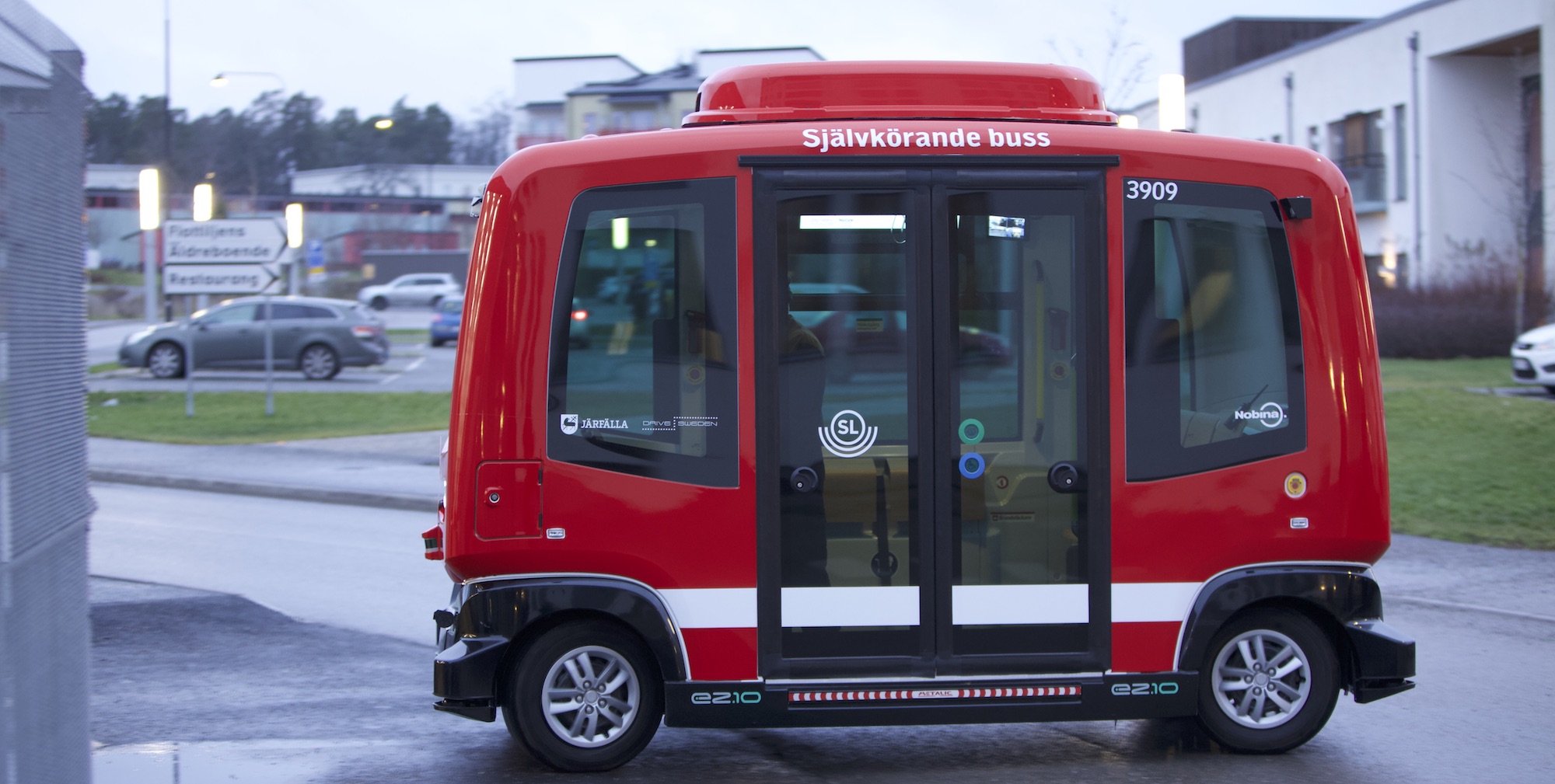 Red Autonomous Bus