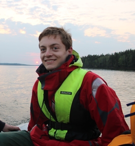 Erik Branzén on a boat